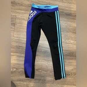 Adidas Kids 6 Black, purple and Blue Leggings